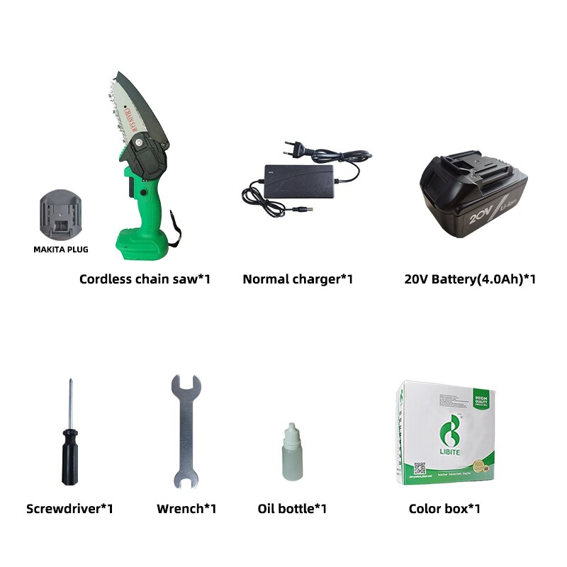 Elektrische Mini Kettensägen Rebschnitt Kettensäge Cordless Garten Baum Bush Cuttting Trimmen Sah Für Holz Schneiden Mit Lithium-Batterie: 4Ah 1B 1C ColorBox / US