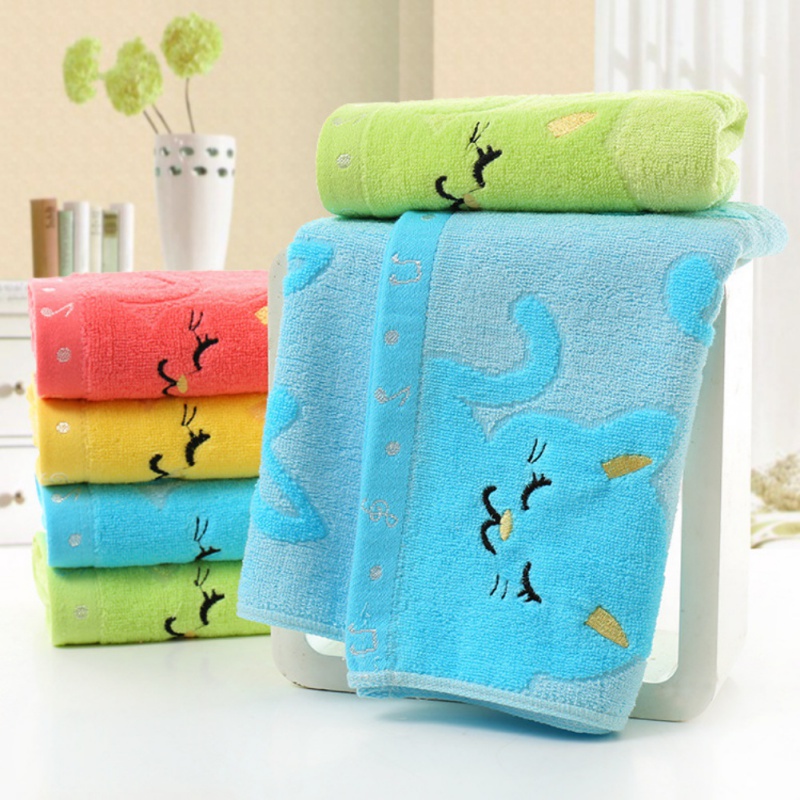 Musical Notes Small Towel Bamboo Fiber Music Cat Soft Towel Children's Jacquard Embroidered Wool Towel Baby Stuff