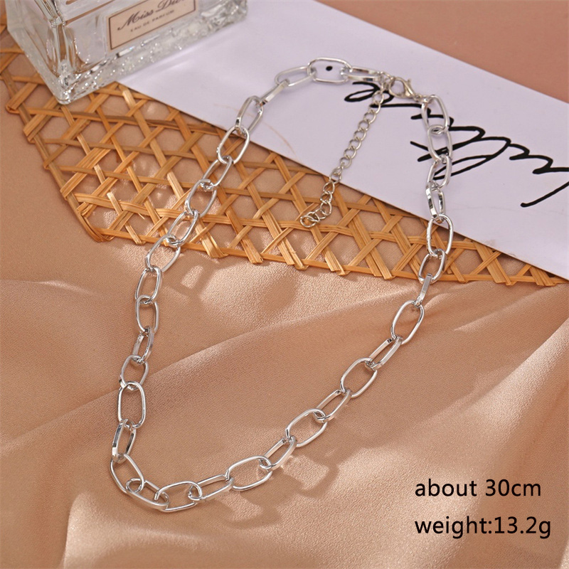 Gargantilla con múltiples círculos para mujer, Collar Punk con personalidad, eslabones huecos, joyería de cuello Vintage: PLATEADO