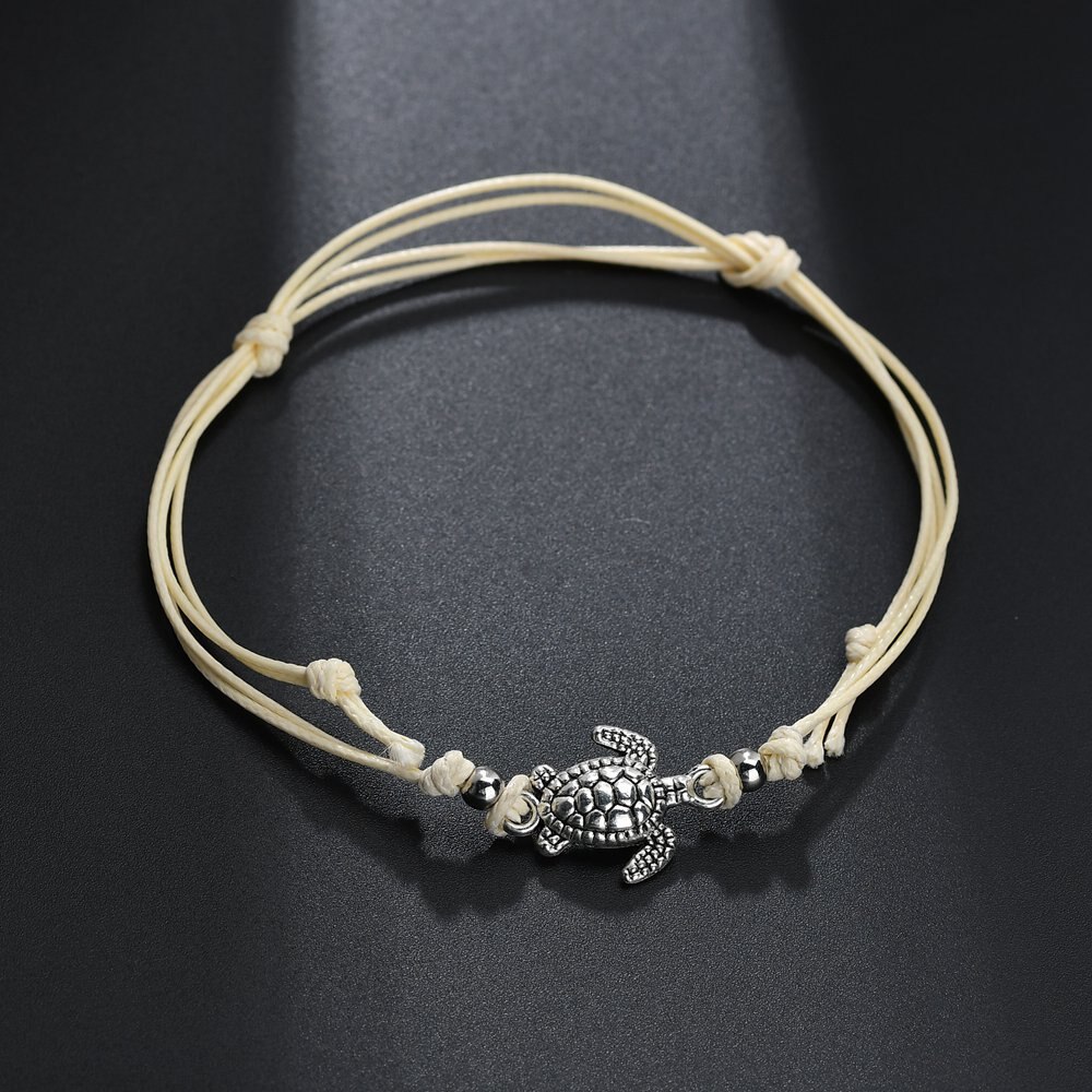 Tobilo Zomer Strand Turtle Shaped Charm Rope String Enkelbanden Voor Vrouwen Enkelband Vrouw Sandalen Op De Been Chain Foot sieraden