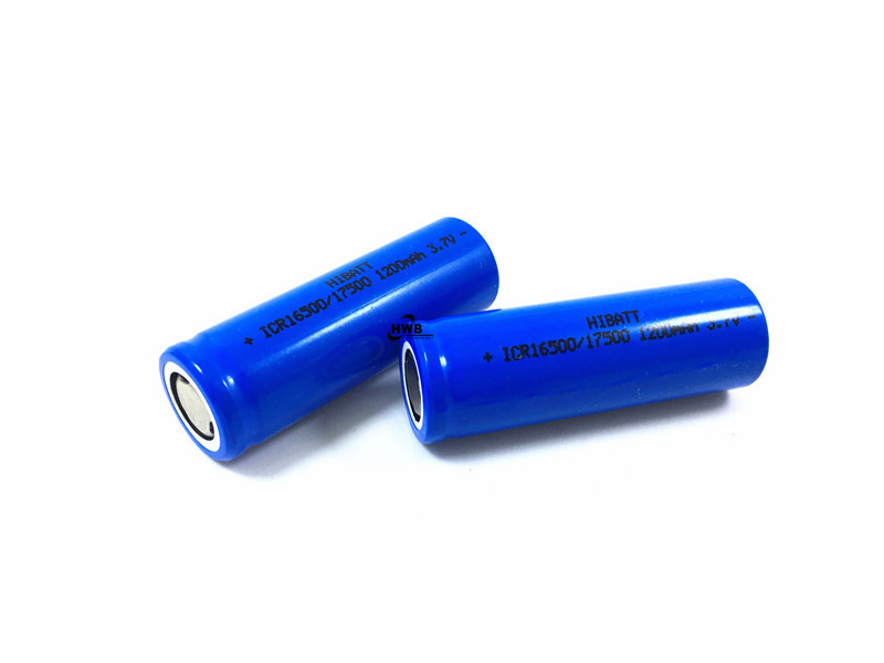 2pcs ICR 3.7v 16500 17500 rechargeable lithium ion battery li-ion cell 1200MAH for LED flashlight torch and speaker