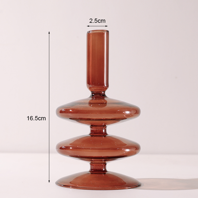 Portavelas de cristal para decoración de boda, candelabro de Color hecho a mano, florero, centro de mesa, decoración nórdica Vintage para el hogar: Multicolor