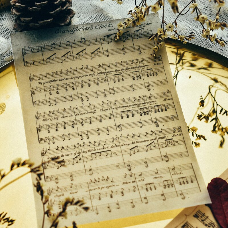 6Pcs Music Note Material Background Paper Junk Journal Diary Planner Scrapbooking Decorative DIY Craft Paper Photo