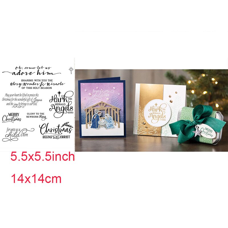 Kerstscènes met vrolijke halloween-heksen, zwarte katten, kabouters, transparante stempels voor doe-het-zelf scrapbooking, knutselen, kaarten maken: 7