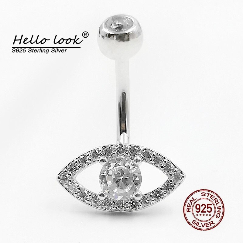 Hellolook 925 Sterling Zilveren Navel Piercing Zirkoon Eye Belly Button Ring Crystal Body Piercing Sieraden Accessoires: 6mm