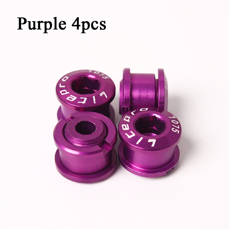 Litepro 4/5Pcs Mtb Kettingblad Bouten Aluminium Single Speed Disc Super Licht Kettingwiel Schroeven Voor Road Mountain fiets Crank: 4PCS-Purple-6.5mm