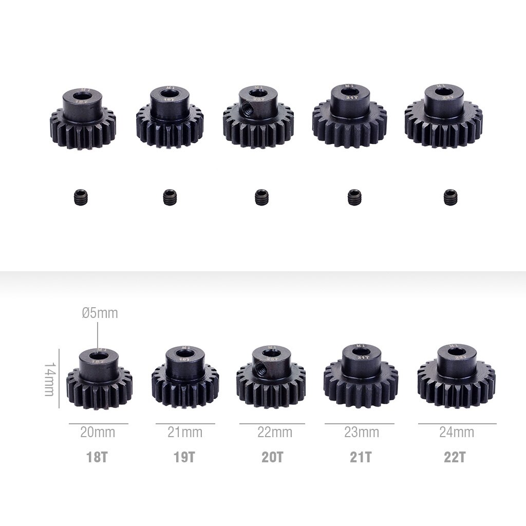 Overtreffen Hobby 5Pcs M1 Metalen Pinion Motor Gear 5Mm As 11T 12T 13T 15T 17T 19T 20T 21T 23T 25T 27T 29T 30T Voor 1/8 rc Auto Motor: 18 19 20 21 22T