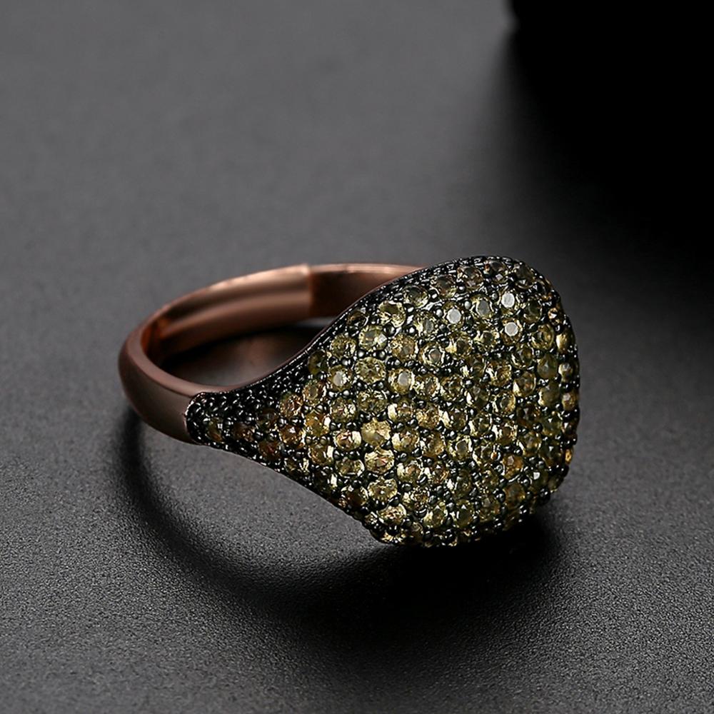 Bilincolor rose gold black cz adjustable open ring for women