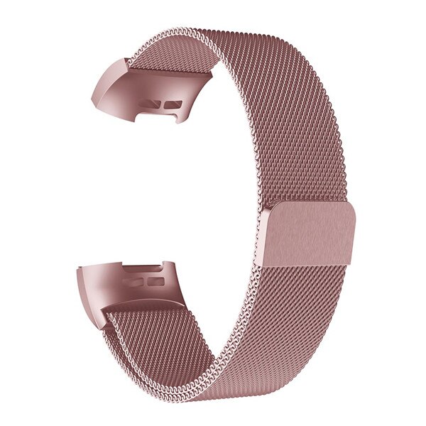 Correa de Metal para Fitbit Charge 3, repuesto de pulsera magnética de acero inoxidable sin tornillos: Pink / L