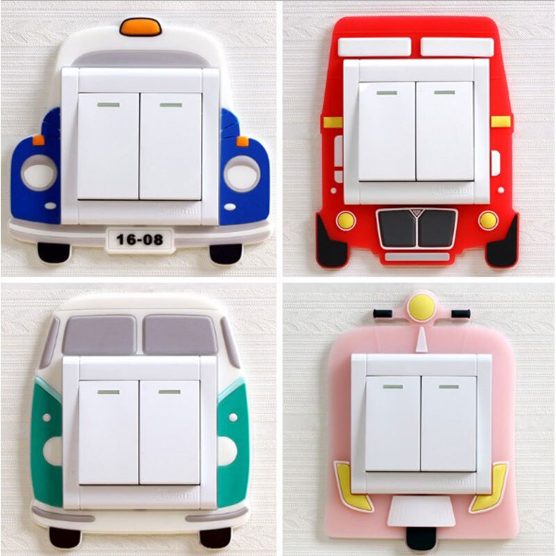 1pcs Cartoon Car Switch Cover Room Decor 3D Silicone On-off Switch Sticker Luminous Switch Outlet Wall Sticker