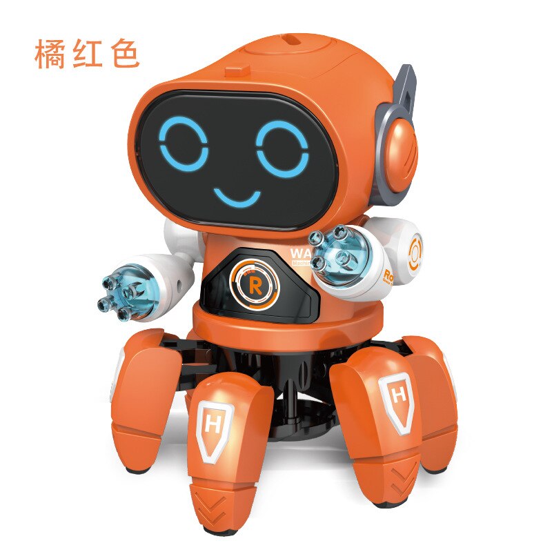 Electric Six-claw Robot Toy Intelligent Robot Mini Walking Singing Dancing RC Robot Toys Led Light Kids Educational Toys: Orange