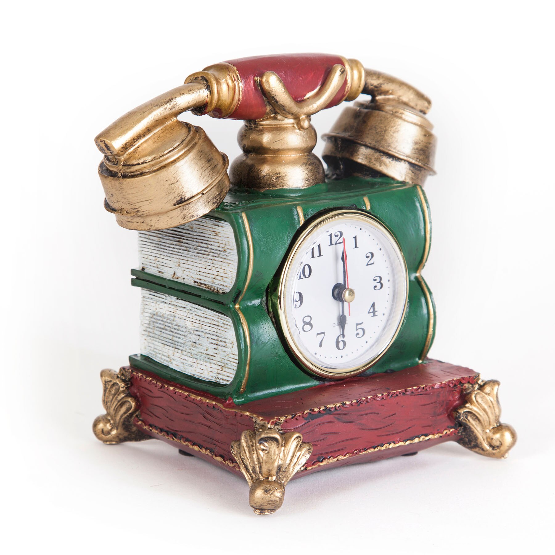 Decorative Nostalgic Piggy Bank EskitmeTelefon Clock Desktop Trinket: Gold