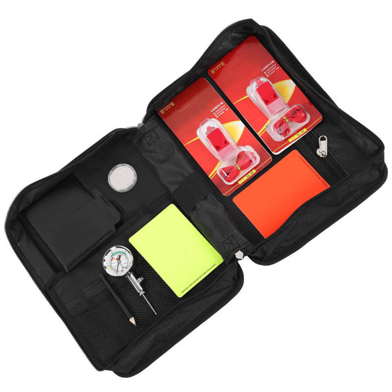 Football Referee Tool Kit Soccer Referee Cards with Coin Whistle Red Card and Yellow Card Tool Football Referee Bag Equipment