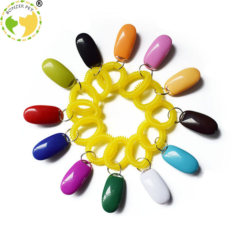 Bonzerpet-sifflet en plastique | Clicker d'entraînement de chien, en plastique chat, outil d'entraînement, Guide d'aide, sangle de poignet élastique, bouton sonore, 1 pièce