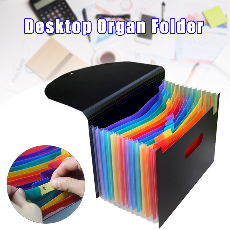 13/24 Pockets Expanding File Folder with Lid Accordion Office Document Organizer DU55
