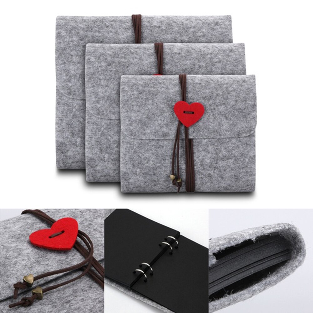 Love Heart Handmade Felt Cover DIY Photo Album Anniversary Scrapbook Decoration for Wedding Anniversary Memory Books