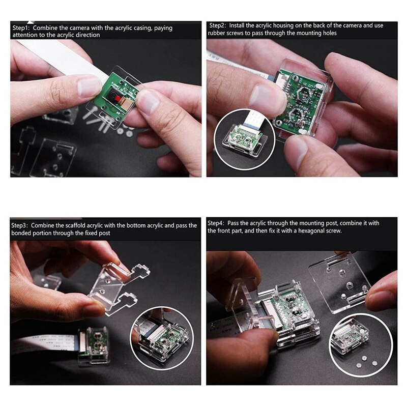 Módulo de cámara de 5MP, Webcam de vídeo 1080P + Soporte transparente para Raspberry Pi 4/3B +/ 3B/2B/Zero
