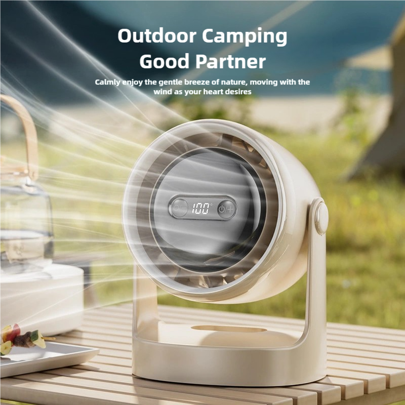 12000mAH Convenient Camping Fan 100 Speed Bladeless Electric Fan USB Mini Electric Fan Desktop Mute Cooling Fan with LED Lights