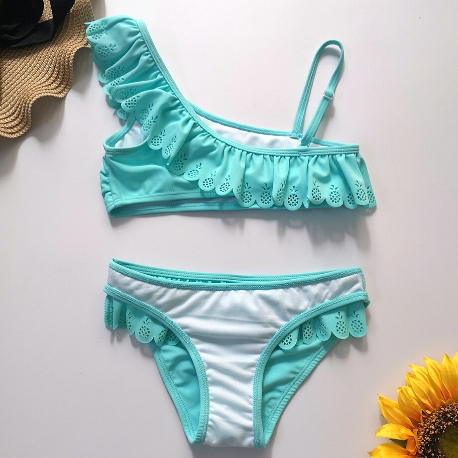 7-14 år pige badedragt børn teenage pige bikini sæt ananas udhulet todelt børns badetøj flæse pige badedragt