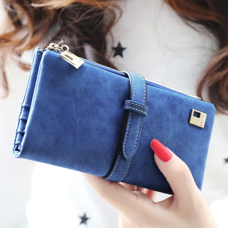 Merk imitatie suède dames portemonnees matte leren lange clutch dames portemonnee kaarthouder dames portemonnee carteira