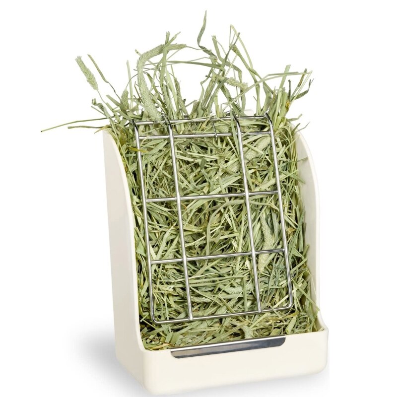 Rabbit Hay Automatic Feeders Rack,Hay Food Bin, Feeder Bowls Double for Grass/Food for Small Animal Supplies Rabbit Chinchillas