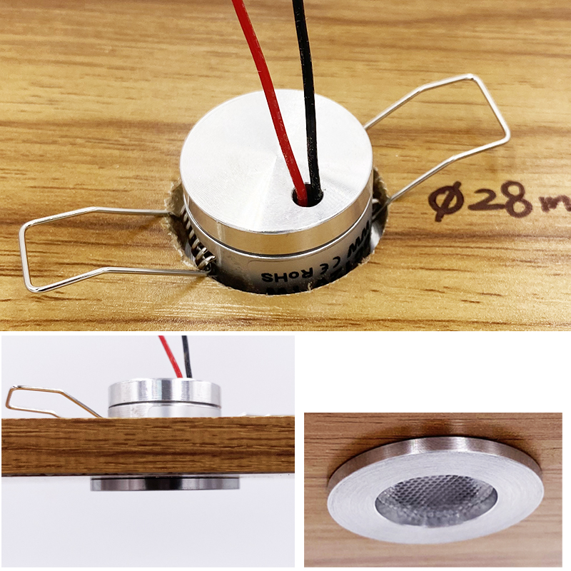 Foco interior Downlight 12V 24V 1W Mini LED delgado regulable montaje empotrado recorte 28mm luz de techo gabinete escaparate lámpara de Camper