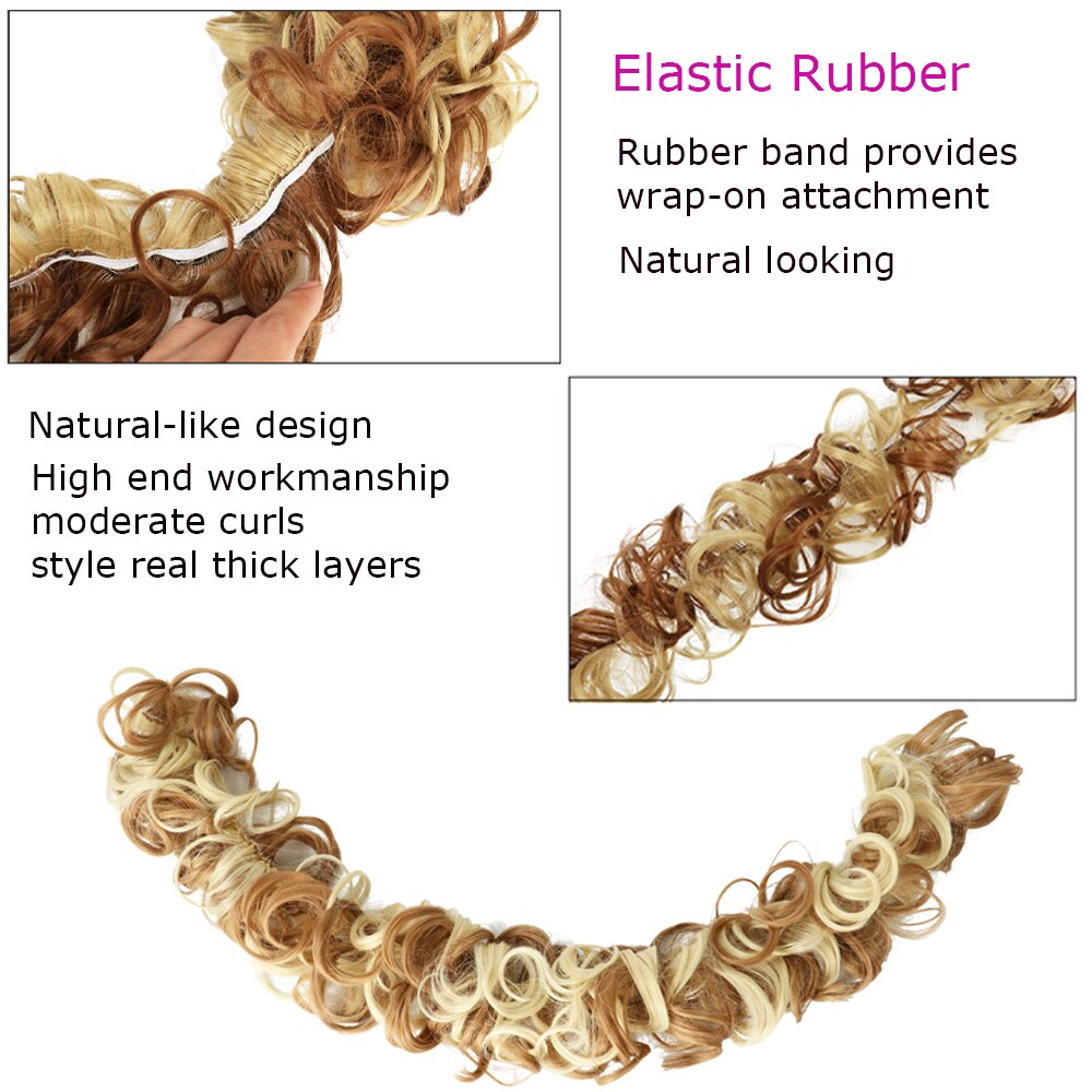 Elastic Rubber Band Curly Chignon Updo Cover Hair Bun Chignon Hair Synthetic Hairpiece Twining Ponytail Hair Extensions
