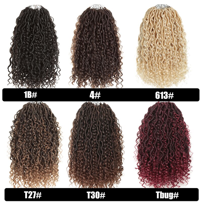 Messy Goddess Locs Crochet Braids Synthetic Twist Hair Extensions Faux Locks Braiding Hair For Women 24 Strands 14inch 18inch