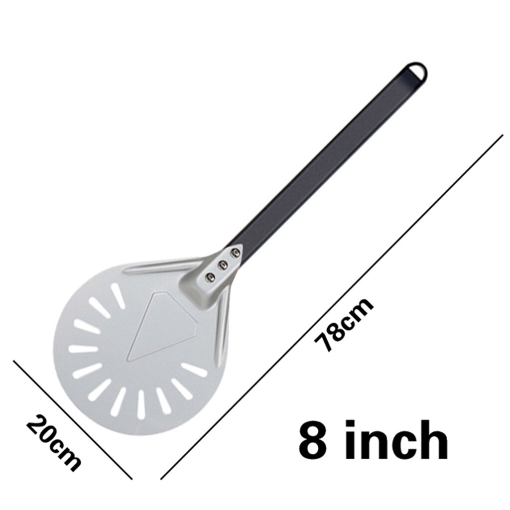 Pizza Draaien Kleine Pizza Schil Paddle Korte Ronde Pizza Tool Non Slip Houten Handvat 7 8 9 Inch Geperforeerde Pizza schop Aluminium: 8inch 60cm Handle