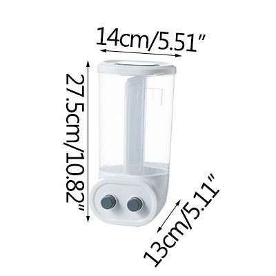 Kitchen Containers Cereal Dispenser Wall-Mounted Sealed Food Storage Containers Grain Dispenser Food Can Home Cereal Container: 2 grids white