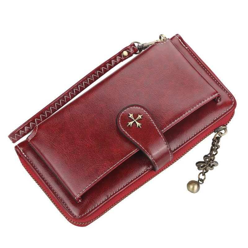 Wristband Women Long Wallet Many Departments Female Wallets Clutch Lady Purse Zipper Phone Pocket Card Holder Ladies Carteras: red