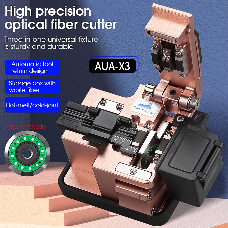 Hohe Präzision AUA-X3 Faser Cleaver FTTH Kabel Lwl Schneiden Messer Werkzeuge Cutter Drei-in-one clamp slot 24 oberfläche Klinge: AUA-X3 and Blade