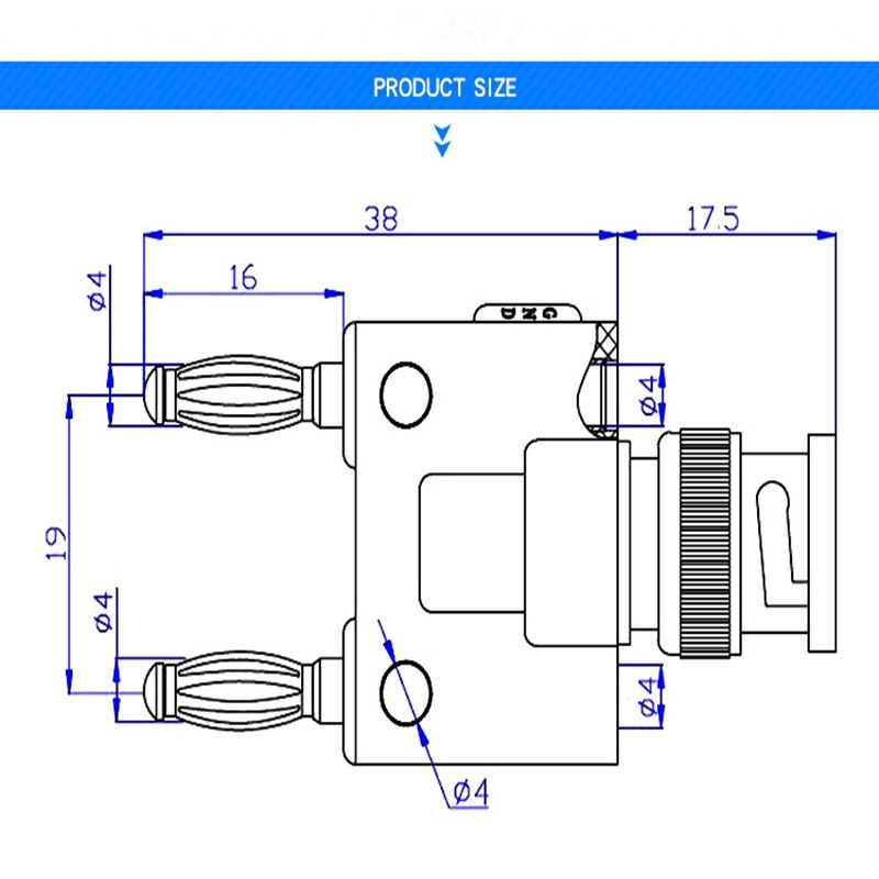 HanTek BNC Banana Plug Adapter for Oscilloscope Tools Multimeter Accessories HT311 Dual-Jack Female Coaxial Connector