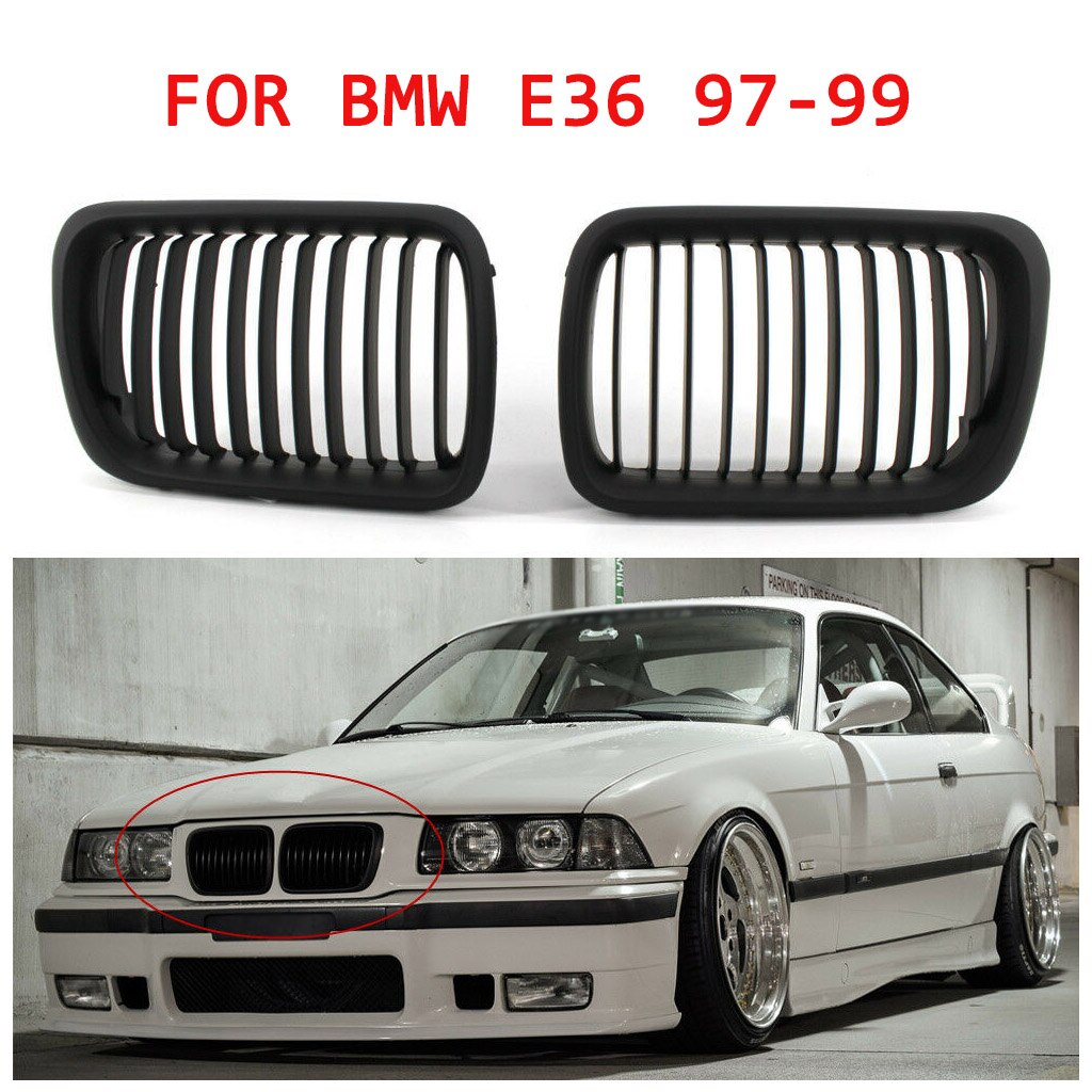 Glossy Black Front Grill Grille Refit For BMW E36 3-Series 51138195152/52