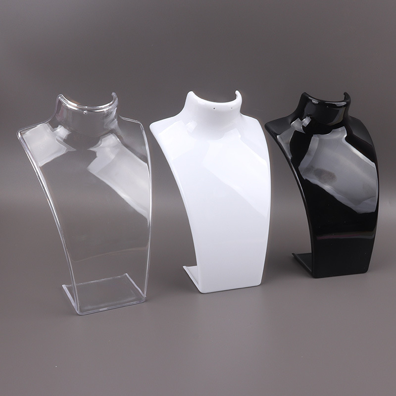 Maniquí de plástico para exhibición de collares, soporte para busto, joyería, estante para busto de maniquí para collares, pendientes colgantes, estante de exhibición