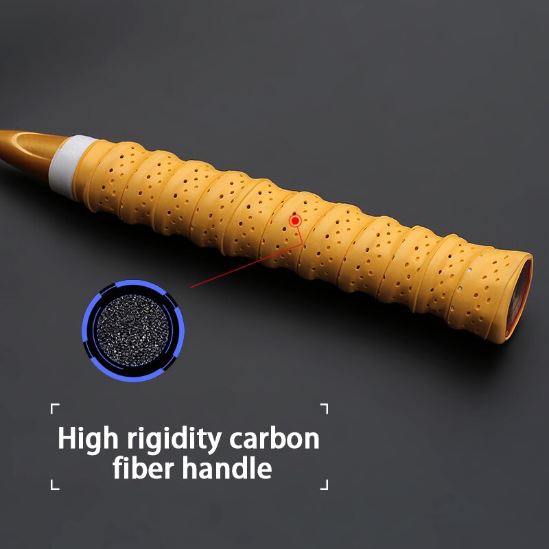 Super Light 8U Carbon Fiber Strung Badminton Rackets With Strings Bags Racquet 24-30lbs Speed Padel