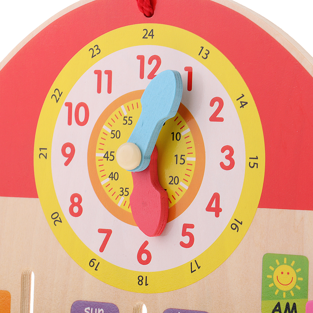 1Pc Cute Wooden Calendar Board Teaching Clock for Children Kids Early Learning Educational Toy Kindergarten Classroom Decor