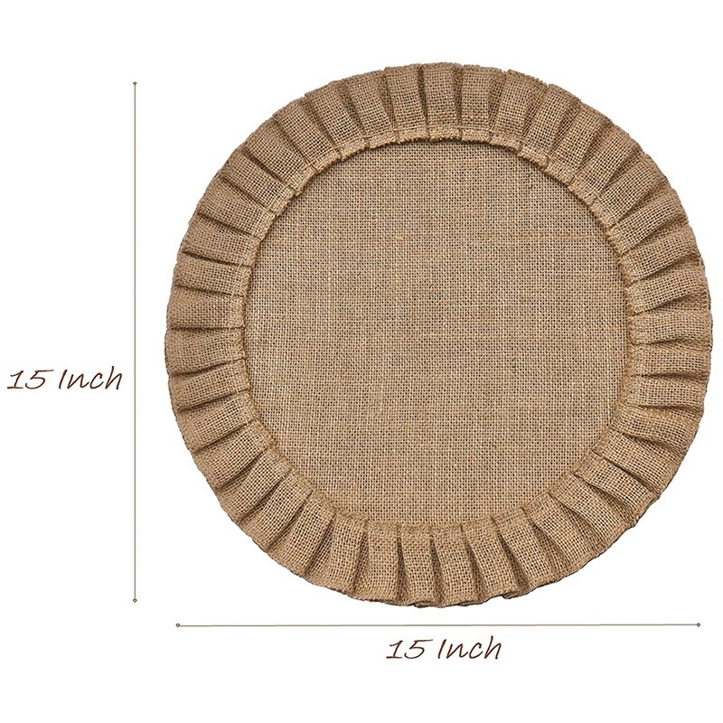 Rustieke Boerderij Jute Ronde Placemats Set Van 4, Grootte In 15 Inches Diameter-Abux