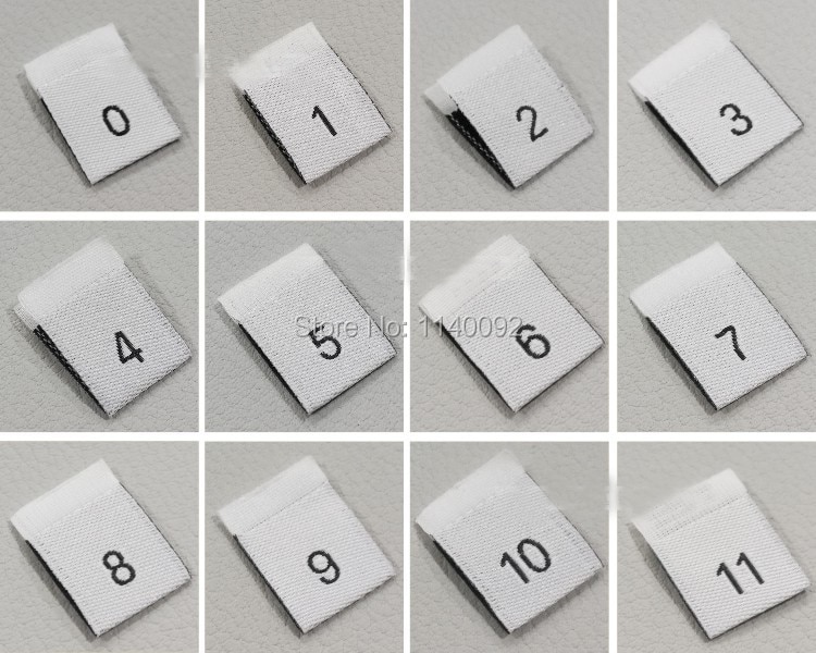 clothing size labels with cut and fold/number tags/kids size label/Europe size tag/garment woven labels 100 pcs a lot