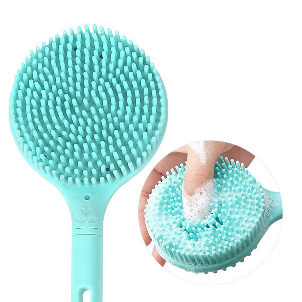 Double-sided Shower Body Brush Silicone Long Handle Back Rub Massage Shower Cleaner Back Body Brush