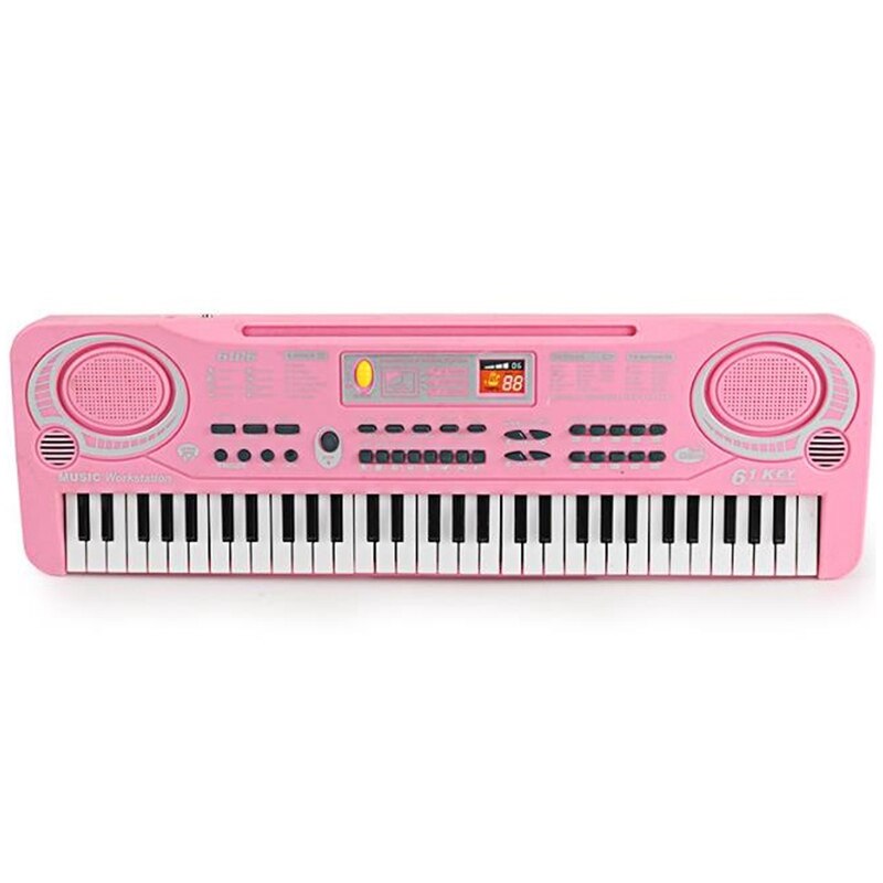 Elektrisch keyboard piano voor kinderen - draagbaar 61- toetsen elektronisch muzikaal karaoke-keyboard, microfoon, roze: Default Title
