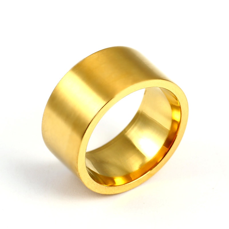 Mangosky 10Mm Heldere Gouden Kleur Titanium Ring Voor Mannen En Vrouwen