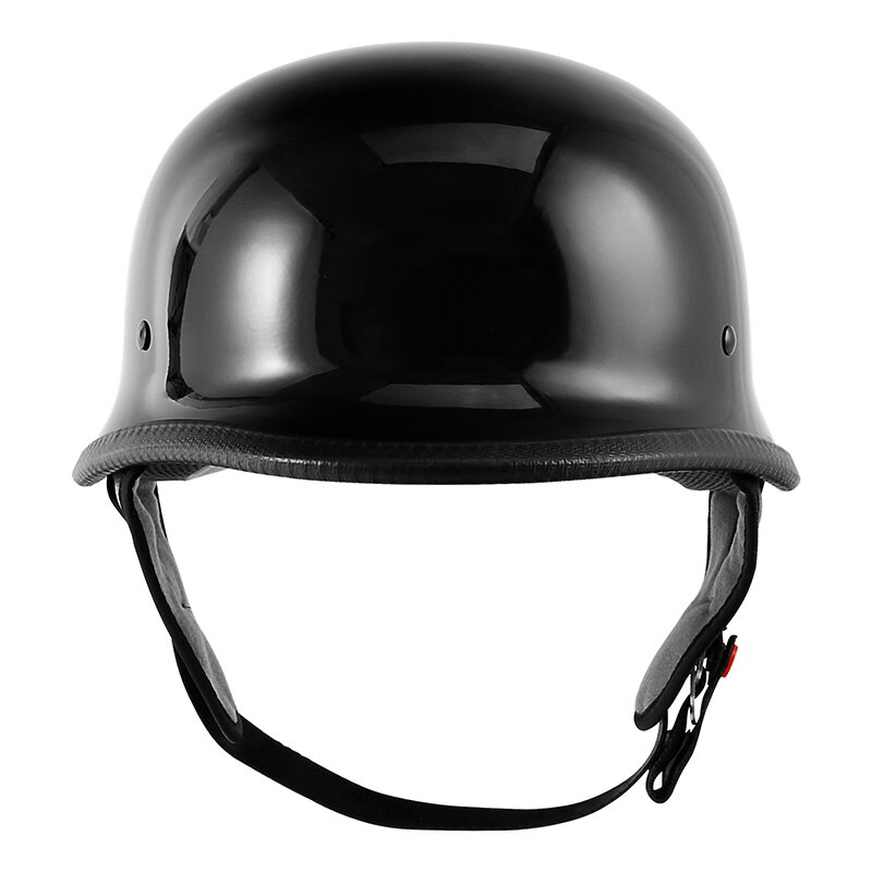 Orz DOT German Style Gloss Black Half Helmet - For Chopper, Cruiser, Biker, Scooter