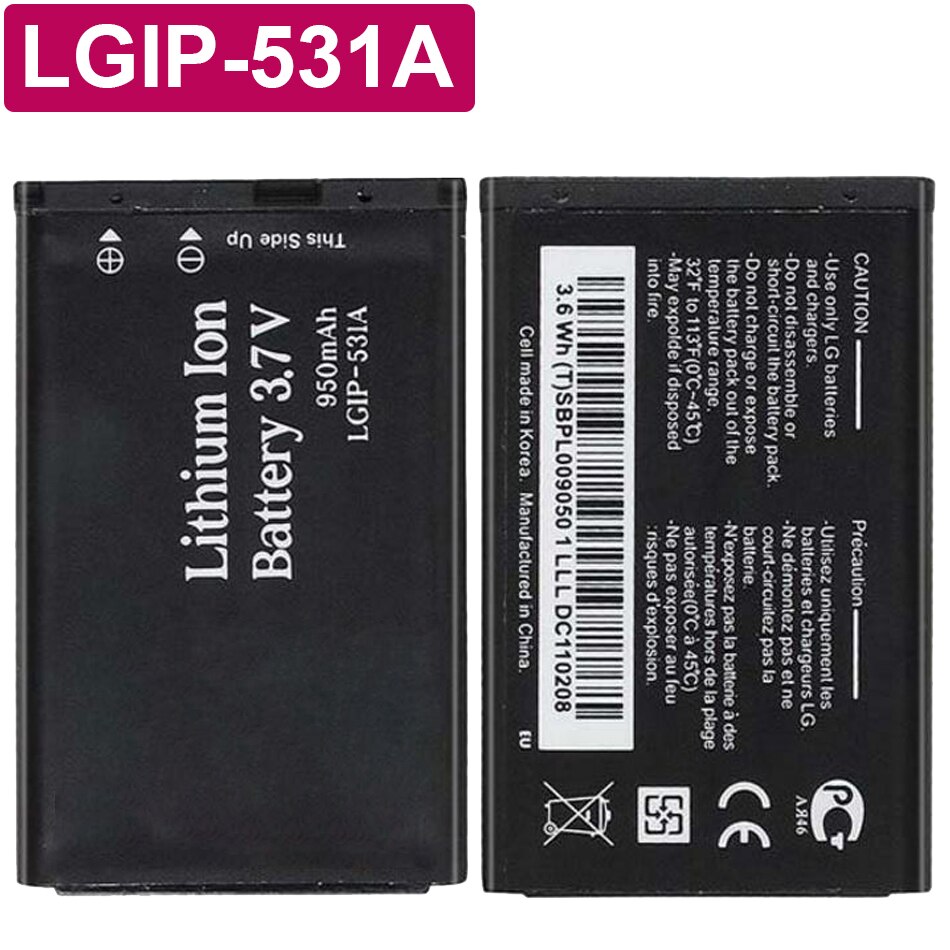 LGIP-531A Batterie pour LG TracFone Filet 10 T375 320G VN170 236C,A100 Amigo A170 C195,G320GB GB100 GB101 GB106 GB110 + Numéro De Piste