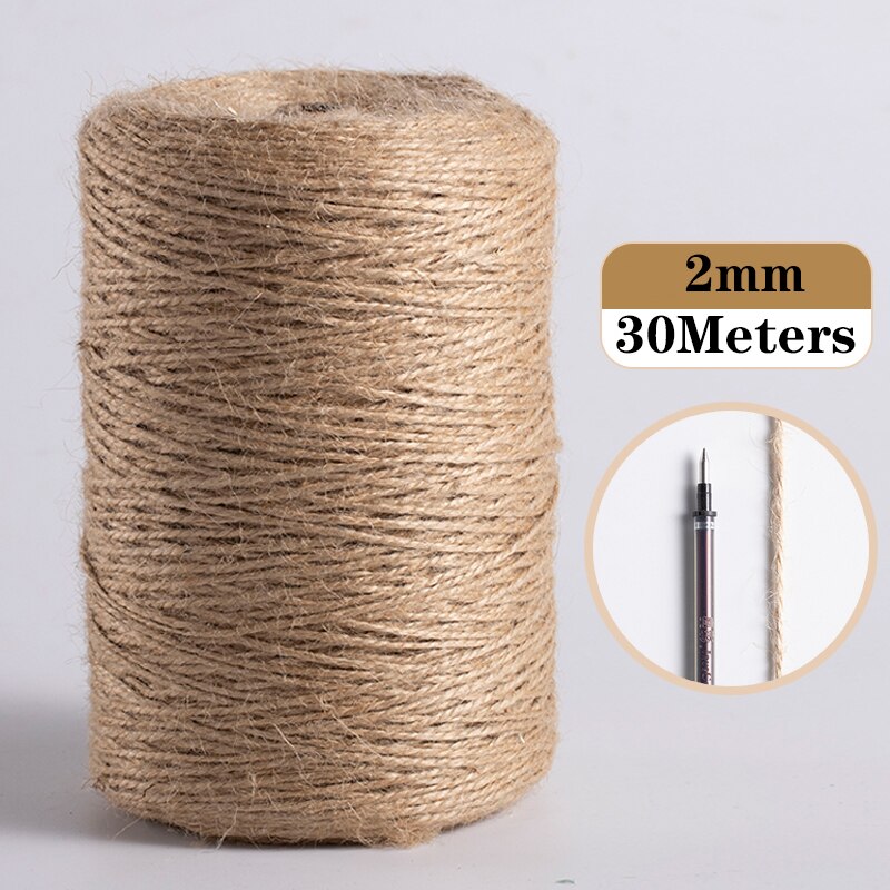 Cuerda de Yute Natural para decoración del hogar, hilo de yute para manualidades, costura hecha a mano, para , Navidad, 1mm-10mm: Jute 2mm 30Meters