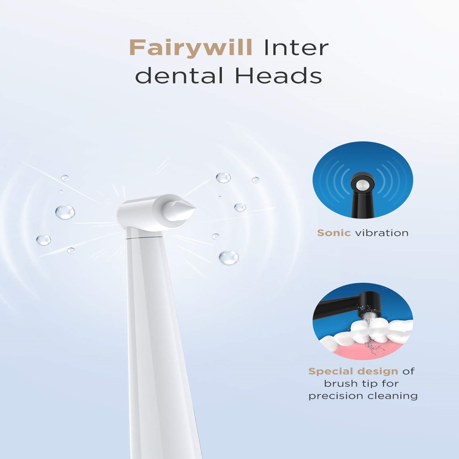 Fairywill Sonic Electric Toothbrushes Replacement Heads Toothbrush Heads Sets Interdental Brush Headsfor FW-507 FW-508 FW-917