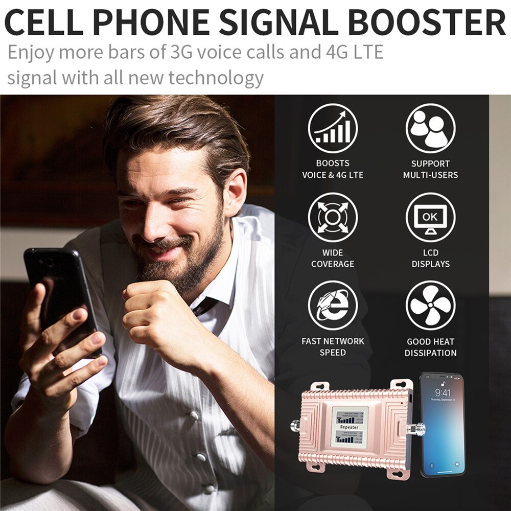GOBOOST 2g 3g CDMA 850 4g LTE 1800 MHz Dual Band Signal Booster Cellular Amplifier B5 B3 For Cell Phone Repeater