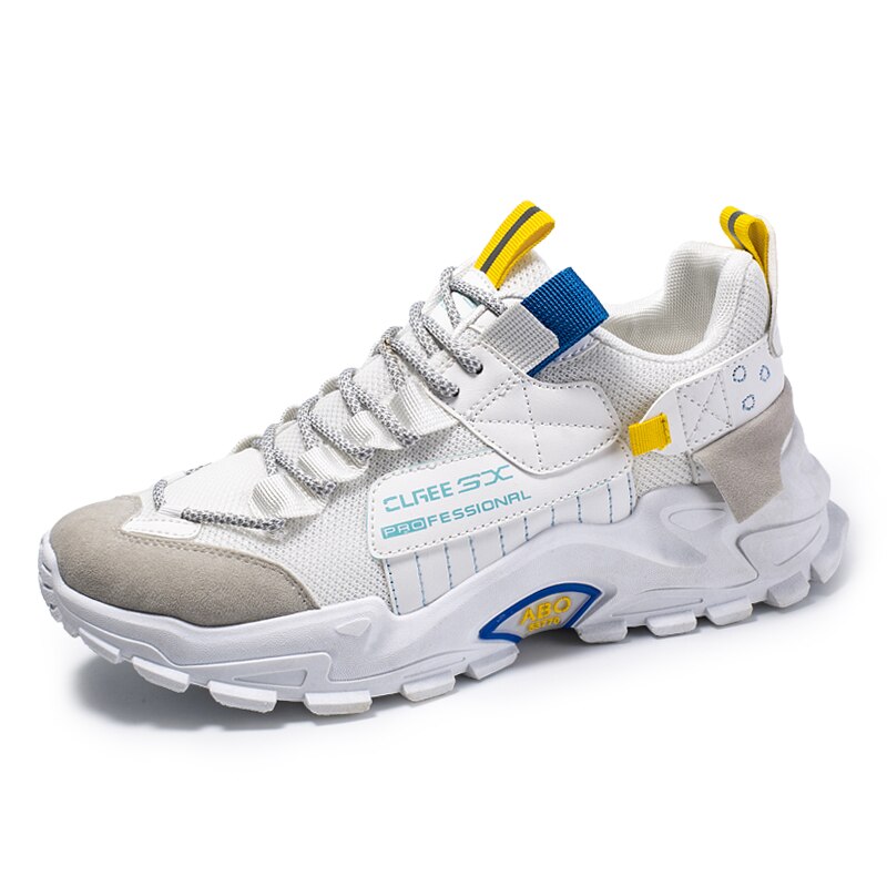 Män löparskor luftkudde sneakers andas utomhus promenader sportskor för män snörning fritidsskor bubble män skor: Beige / 8.5