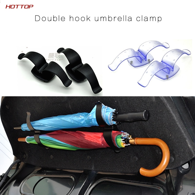 Kofferbak Montage Dubbele Bracket Umbrella Holder Rack Clip Haak Multifunctionele Auto Interieur Fastener Organiser Fit