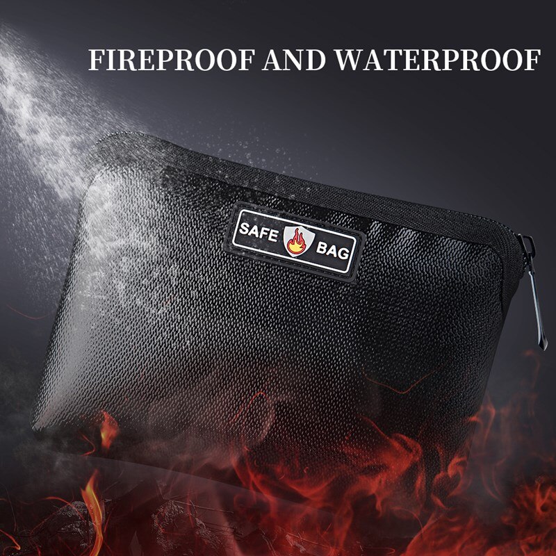 Double sided fireproof flat bag silicone glass fiber lithium battery explosion proof bag portable horizontal square document bag